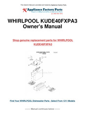 KitchenAid KUDE40FXPA3 Installation Instructions Manual