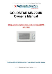 Goldstar MA6511W Owner's Manual & Cooking Manual