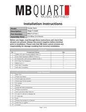 MB QUART MBQT-STG5-1 Installation Instructions Manual