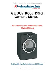 GE DCVH660EH3GG Owner's Manual