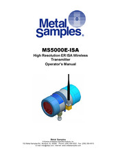 Metal Samples MS5000E-ISA Operator's Manual