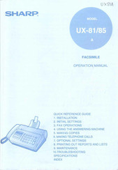 Sharp UX-81 Operation Manual