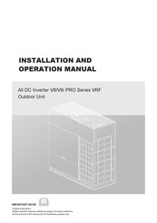 Midea V8 PRO Series Installation And Operation Manual