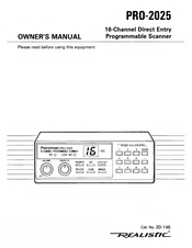 Realistic Pro-2025 Owner's Manual