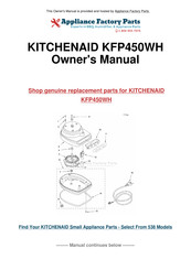 KitchenAid KFP450WH Instructions Manual