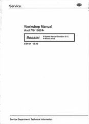 Audi V8 989 Workshop Manual