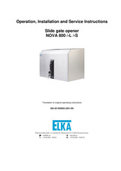Elka NOVA 800-S Operation, Installation And Service Instructions