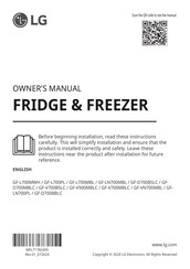 LG GF-V700MBLC Owner's Manual