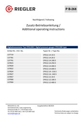 RIEGLER CPG15.12.-140.1.DL Additional Operating Instructions