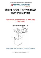 Whirlpool LSR7233BW1 Use And Care Manual