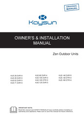 Kaysun KUE-140 DVR15 Owners & Installation Manual