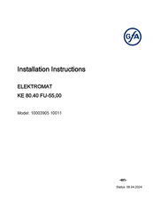 GFA ELEKTROMAT KE 80.40 FU-55,00 Installation Instructions Manual