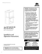 Jøtul GF 520 DV Installation And Operation Instruction Manual