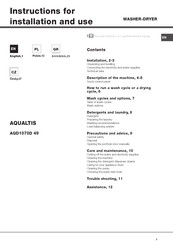 Hotpoint AQUALTIS AQD1070D 49 Instructions For Installation And Use Manual