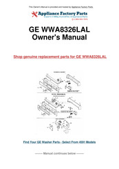 GE WWA8326LAL Use And Care Manual