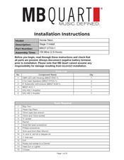 MB QUART MBQT-STG3-1 Installation Instructions Manual