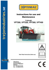 Trejon OPTIMAL VPT400 Instructions For Use And Maintenance Manual