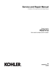 Kohler KD27V12 Service And Repair Manual