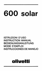 Olivetti 600 Solar Instruction Manual