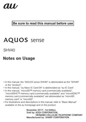 Sharp SHV40 Notes On Usage