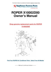Roper X12002D0 Use And Care Manual