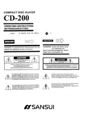Sansui CD-200 Operating Instructions Manual