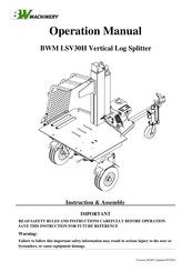 BW Machinery LSV30H Operation Manual