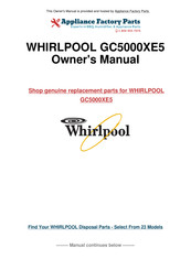 Whirlpool GC1000 Use And Care Manual