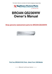 Broan ALLURE QS236WW Owner's Manual