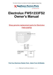 Electrolux Frigidaire FWS1233F Owner's Manual