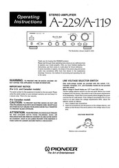 Pioneer A-229 Operating Instructions Manual