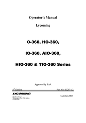 AVCO LYCOMING IO-360-A2C Operator's Manual