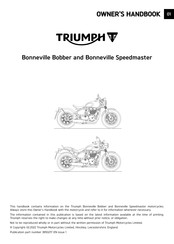 Triumph Bonneville Bobber Owner's Handbook Manual