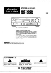 Pioneer SX-225 Operating Instructions Manual