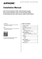 Aiphone JVS-1F Installation Manual