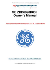GE Monogram ZBD6890K03II Installation Instructions Manual