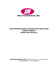SpectraDynamics HPDA-15RM-A Operating Manual