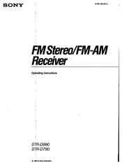 Sony STR-D990 - Fm Stereo / Fm-am Receiver Operating Instructions Manual