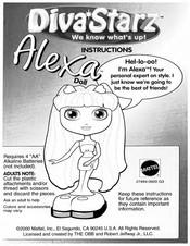 Mattel Diva Starz Alexa Doll Instructions Manual