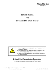 Hitachi High-Tech Chromaster 5420 Service Manual