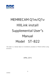 NAC Image Technology ST-822 Supplemental User's Manual
