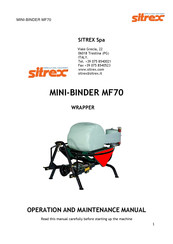 sitrex MINI-BINDER MF70 Operation And Maintenance Manual