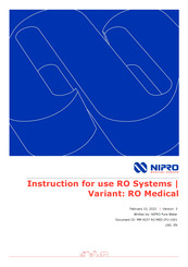 Nipro RO Medical Instructions For Use Manual
