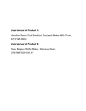 Hamilton Beach 25490C Quick Start Manual
