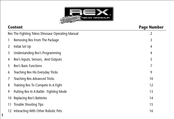 REX Fighting Tekno Dinosaur Operating Manual