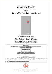 Rheem 866 Series Owner's Manual And Installation Instructions