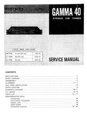 Nikko GAMMA 40 Service Manual