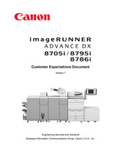 Canon imageRUNNER ADVANCE DX 8786i Customer Expectation Document