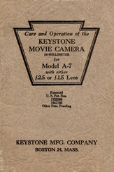 Keystone A-7 Care And Operation Instructions Manual