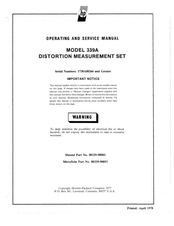 Hp 339A Operating And Service Manual